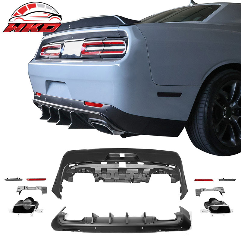 Fits 08-14 Challenger Front Rear Bumper w/ Lip + Demon Fender Flare +V4 Diffuser