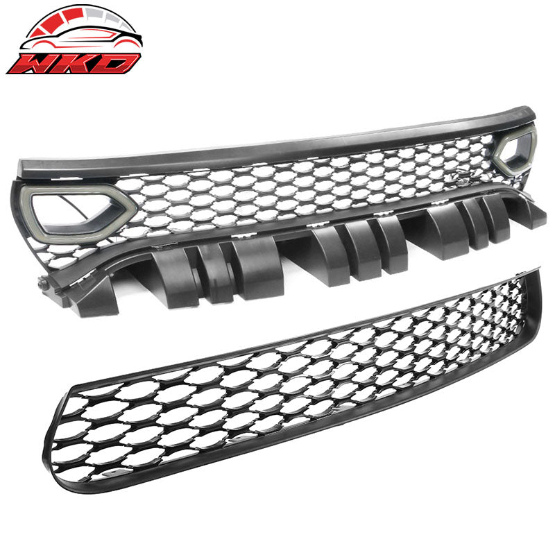 Fits 15-23 Dodge Charger Front Bumper Cover + Yellow Splitter + Grille w/ Lights