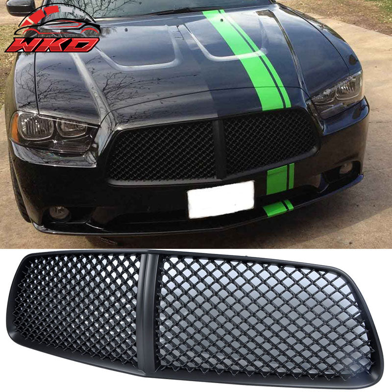 Fits 11-14 Dodge Charger Front Upper / Bottom Unpainted Mesh Hood Grille
