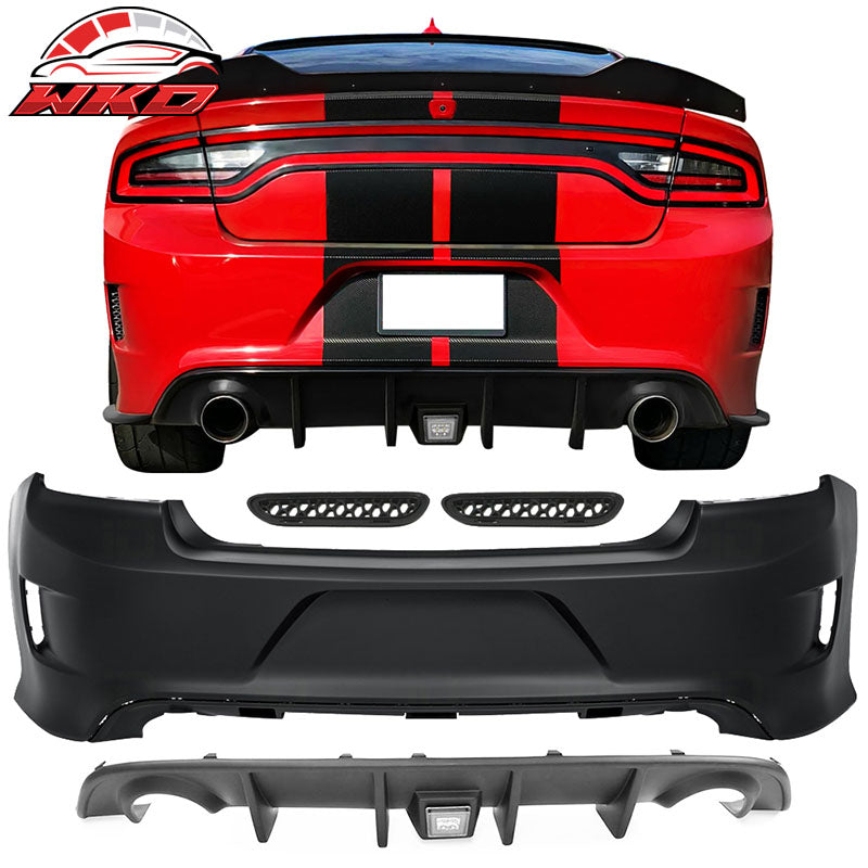 Fits 15-23 Dodge Charger PP Rear Bumper Diffuser Lip w/ Clear Brake Light