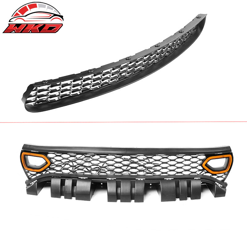 Fits 15-23 Dodge Charger SRT Style Front Upper & Lower Grille w/ LED Lights