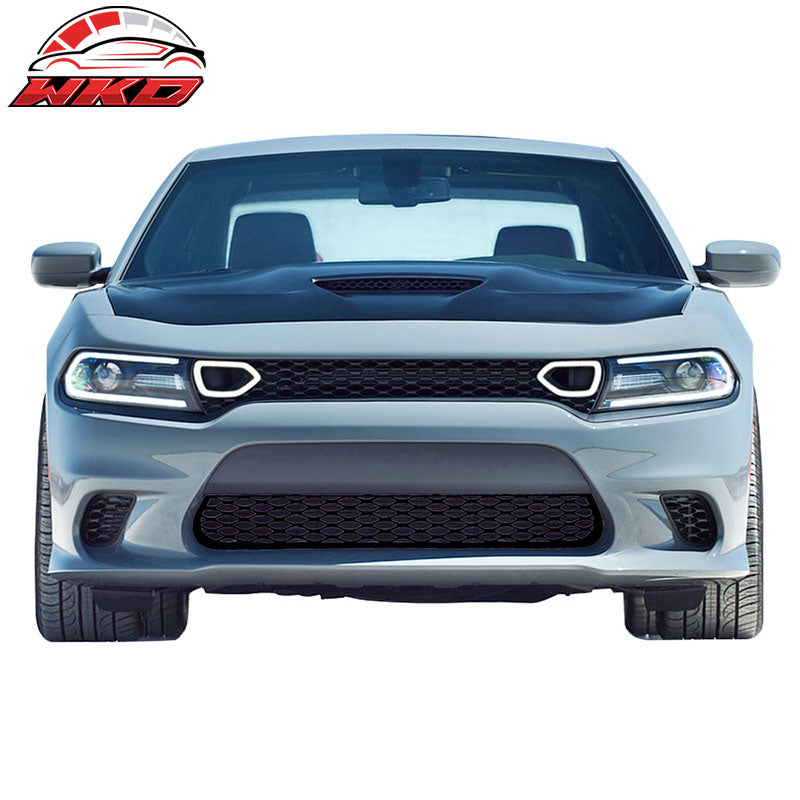 Fits 15-23 Dodge Charger SRT Style Front Upper & Lower Grille w/ LED Lights
