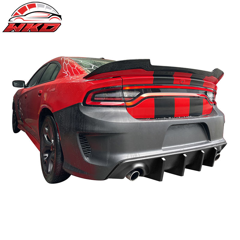 Fits 15-23 Dodge Charger Widebody Whole Bumper Side Carbon Look Diffuser Kits