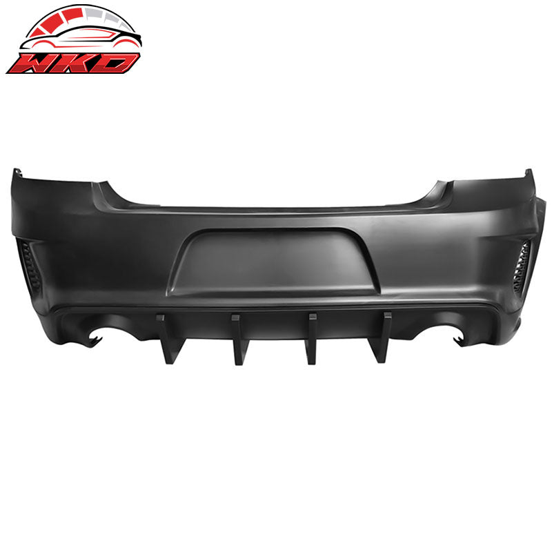 Fits 15-23 Dodge Charger Widebody Whole Bumper W/ LED Matte Black Diffuser Kits