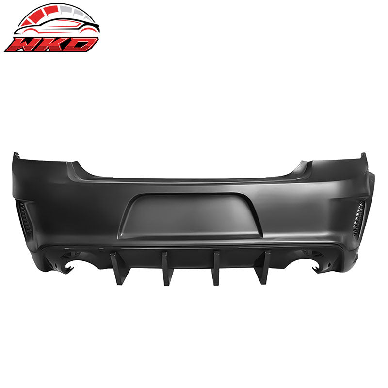 Fits 15-23 Dodge Charger Widebody Whole Bumper Gloss Black Diffuser Kits W/ LED