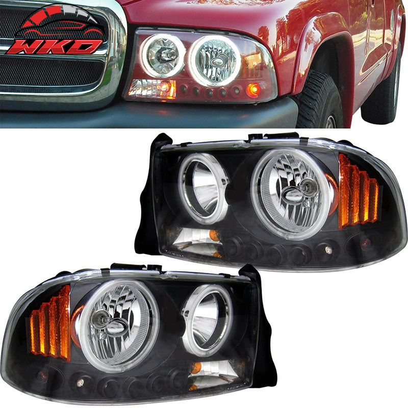 Fits 98-04 Dodge Durango Dakota CCFL Halo Headlights Black