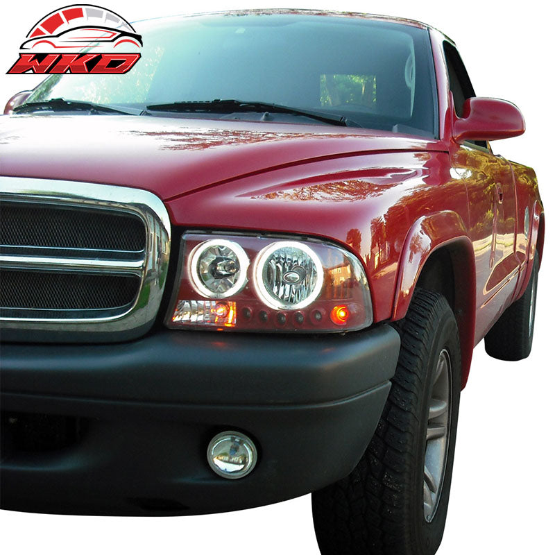 Fits 98-04 Dodge Durango Dakota CCFL Halo Headlights Black