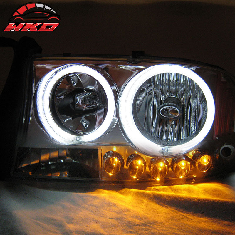 Fits 98-04 Dodge Durango Dakota CCFL Halo Chrome Headlights