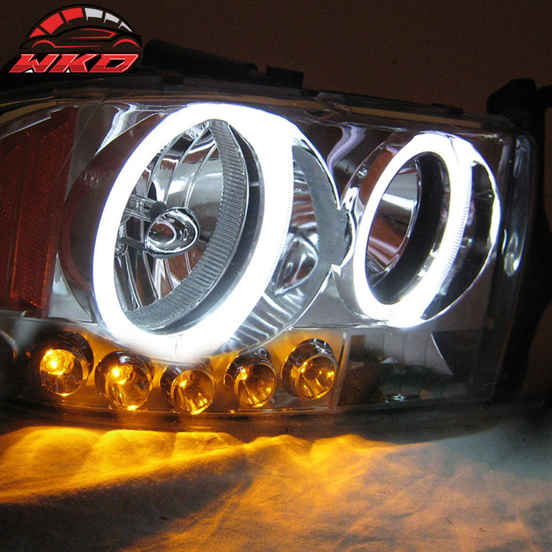 Fits 98-04 Dodge Durango Dakota CCFL Halo Chrome Headlights