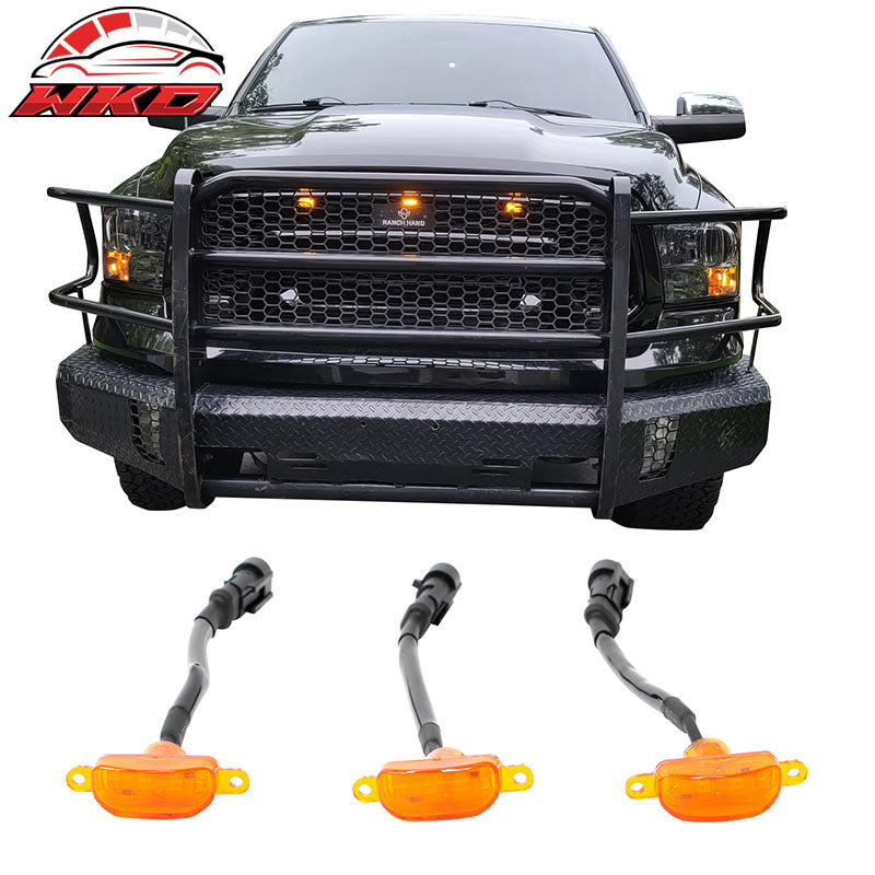 Fits Dodge Ram 1500 2500 3500 Classic 3PCS Amber LED Grille Lights Replacement