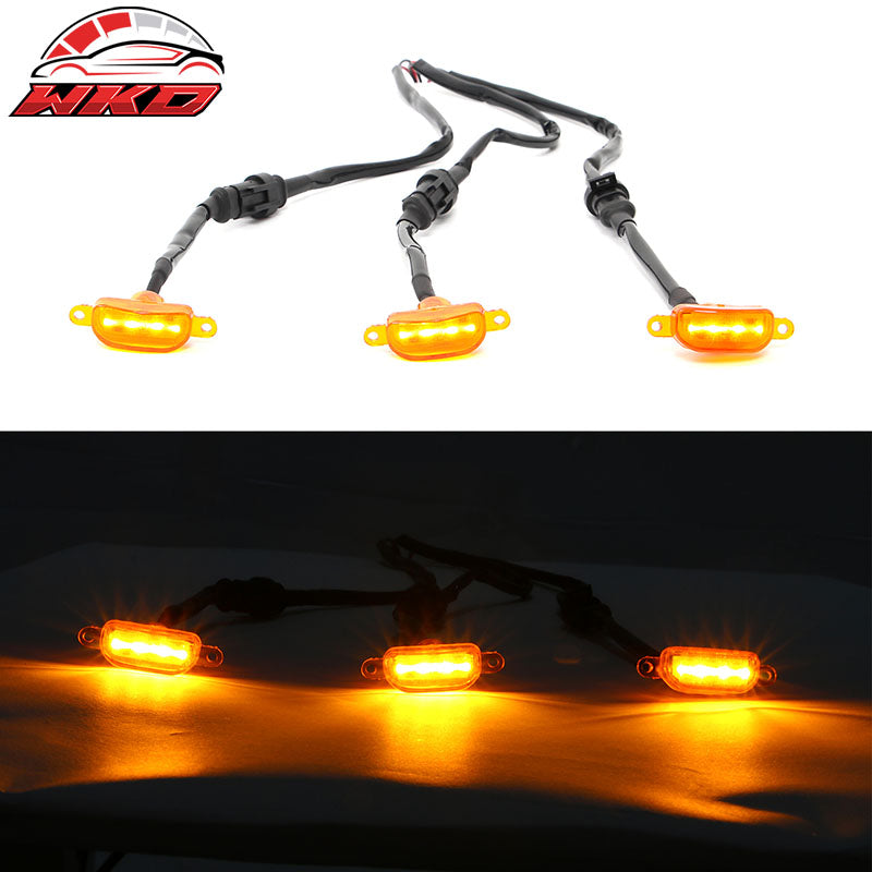 Fits Dodge Ram 1500 2500 3500 Classic 3PCS Amber LED Grille Lights Replacement