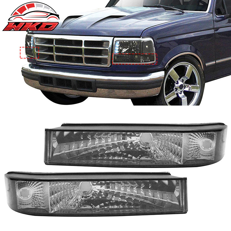Wholesale 92-96 Ford Bronco Front Left Right Bumper Signal Parking Lights Smoke - Wikond Auto