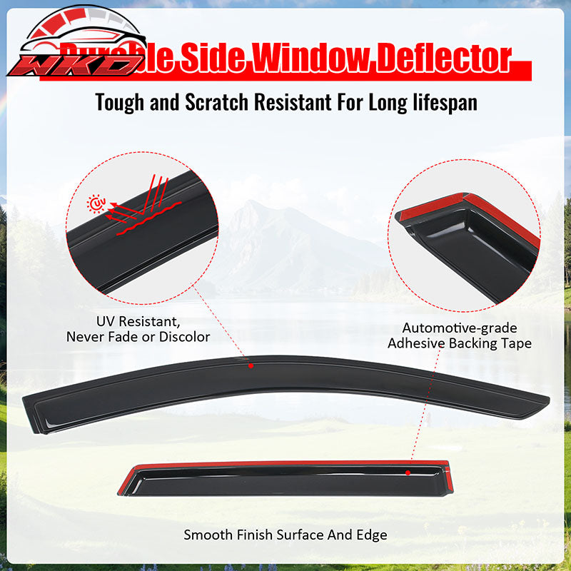 Fits 2015-2024 Ford Edge Window Visors Vent Rain Sun Guards Deflectors Tape-On