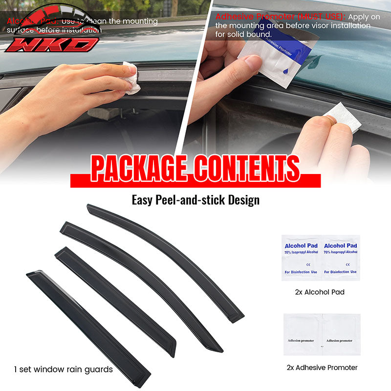 Fits 2015-2024 Ford Edge Window Visors Vent Rain Sun Guards Deflectors Tape-On