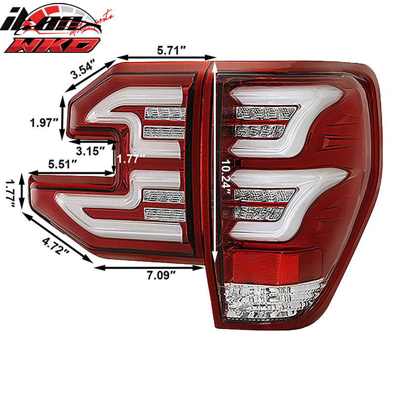 Fits 09-14 Ford F150 Sequential LED Tail Lights Clear Lens Red Housing