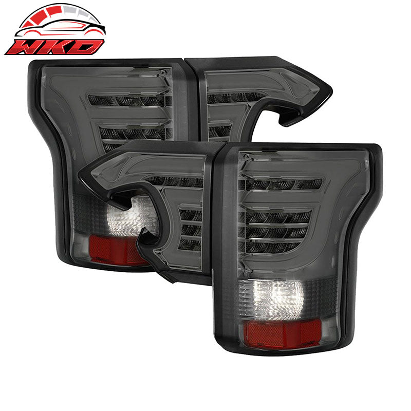 Fit 15-17 Ford F-150 Sequential LED Tail Lights Smoke Lens Chrome