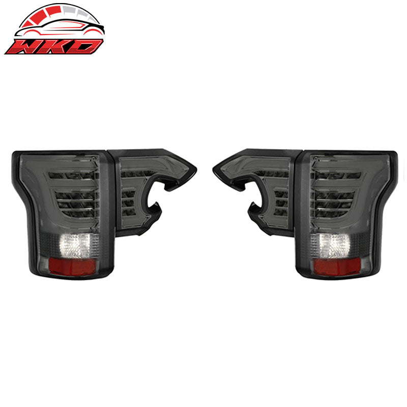 Fit 15-17 Ford F-150 Sequential LED Tail Lights Smoke Lens Chrome