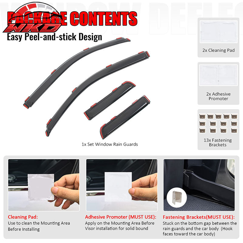 For 04-14 Ford F150 Extended Cab Window Visor Deflectors In Channel Acrylic Vent