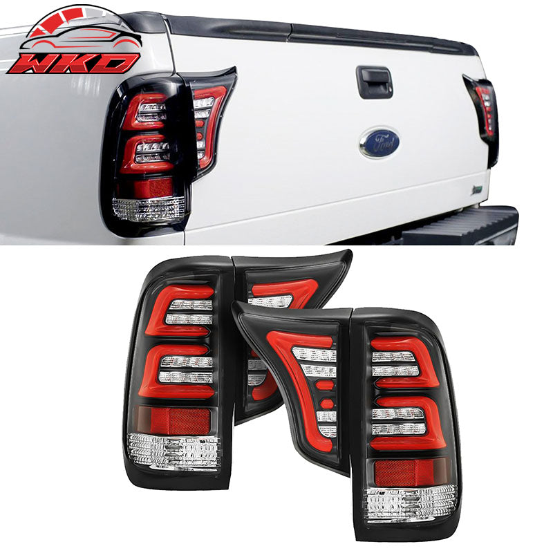 Fits 99-16 Ford F250 F350 F450 F550 2PCS Tail Lights Clear Lens Black Housing
