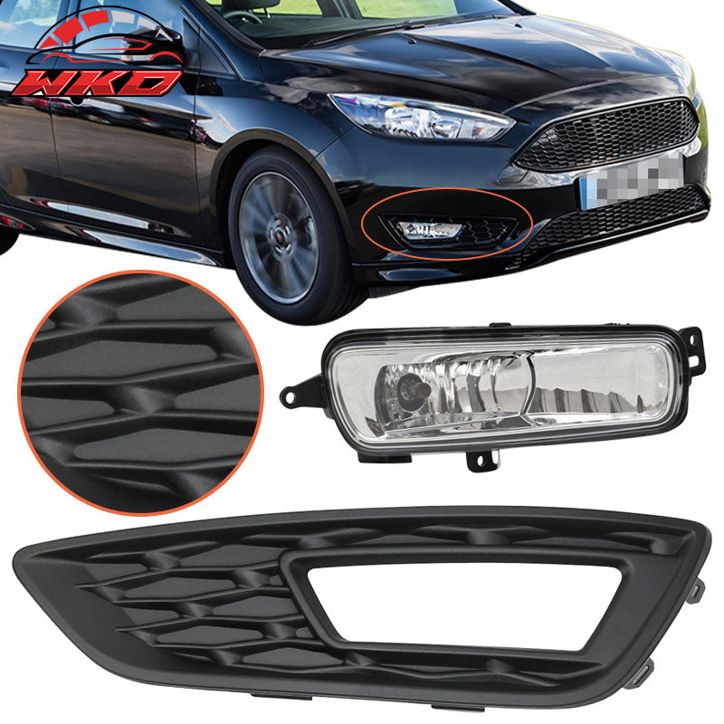 Fits 15-17 Focus OE Style Pair Front Fog Light Lamps Bezels - Sport SE Version