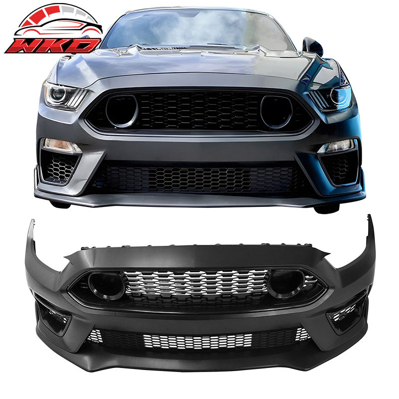Fits 15-17 Ford Mustang Mach 1 Style Front Bumper Conversion W/ Chin Lip Grilles