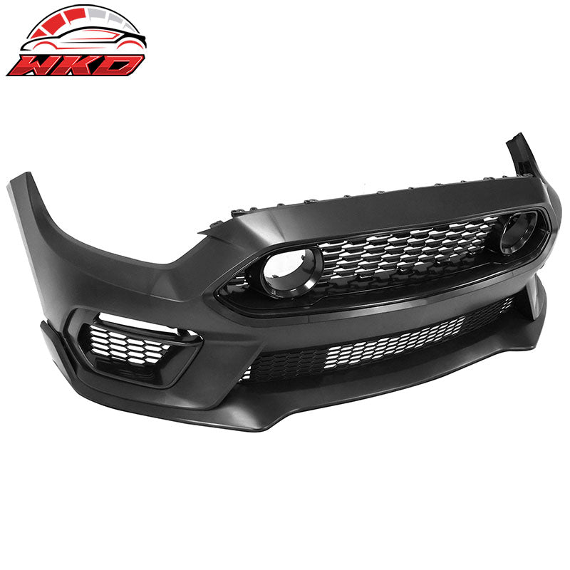 Fits 15-17 Ford Mustang Mach 1 Style Front Bumper Conversion W/ Chin Lip Grilles