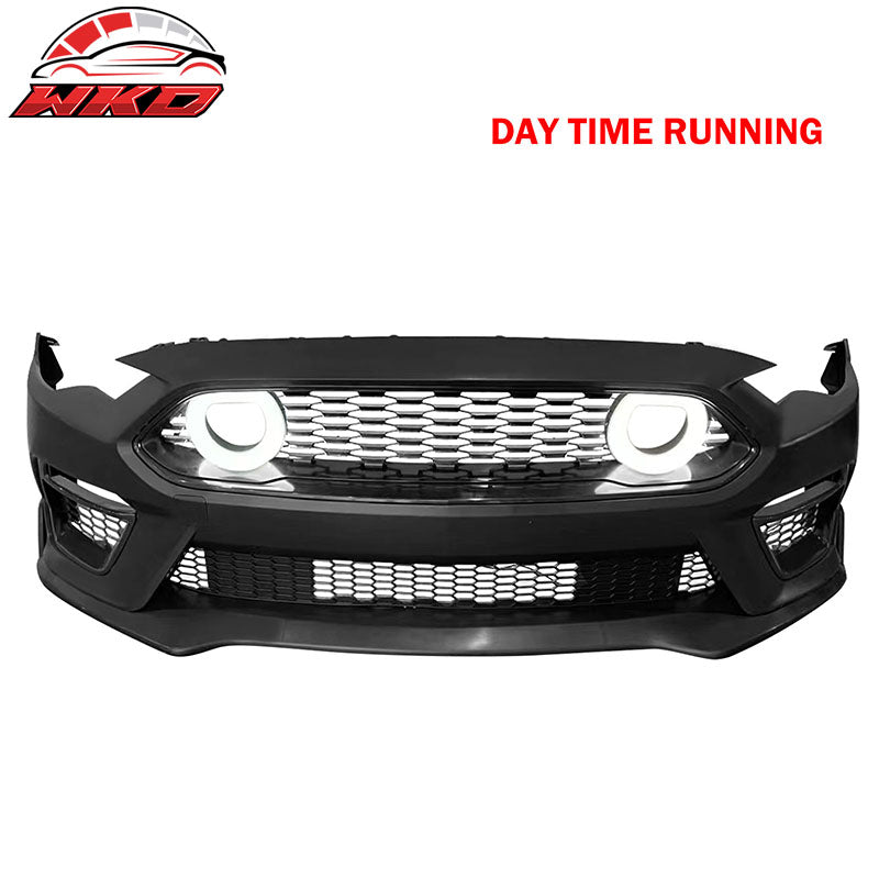 For 18-23 Mustang Mach 1 Front Bumper Conversion LED Grille Handling Package Lip