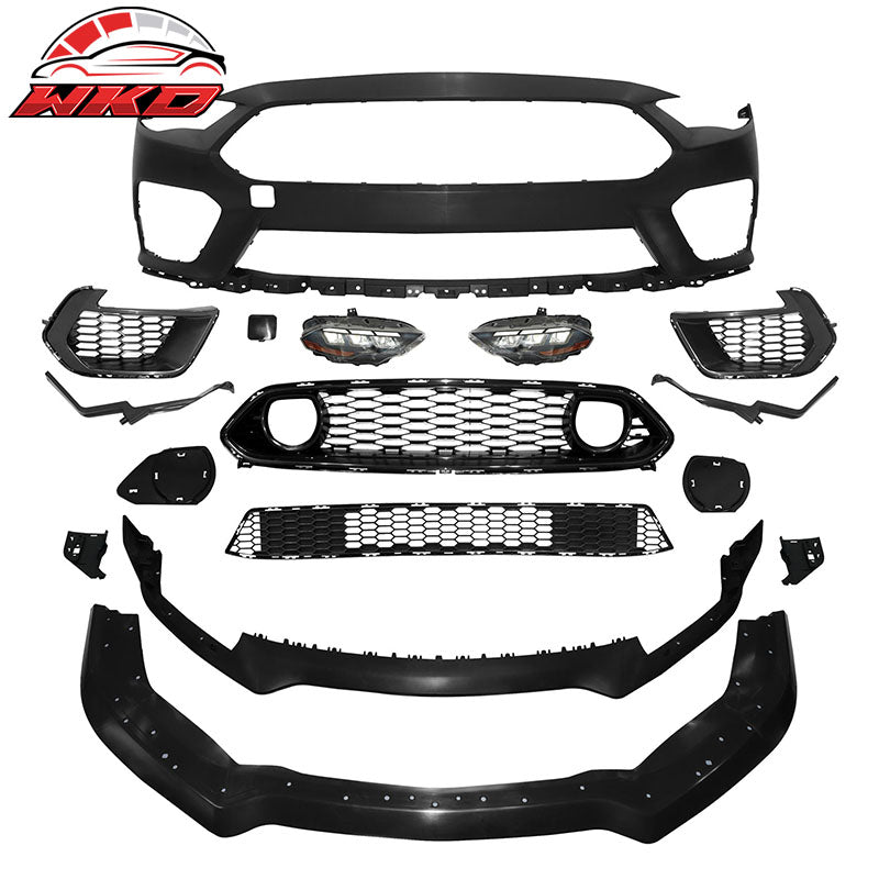 Fits 18-23 Ford Mustang Mach 1 Front Bumper Conversion 2024 LED Headlight W/ Lip