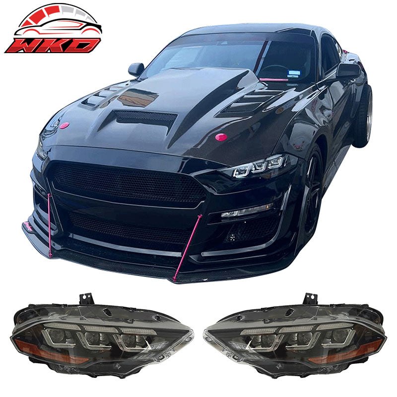 Fits 18-23 Ford Mustang Mach 1 Front Bumper Conversion 2024 LED Headlight W/ Lip