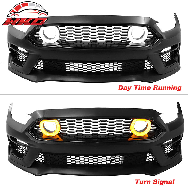Wholesale 15-17 Ford Mustang Mach 1 Style Front Bumper Cover W/ Chin Lip LED Grille - Wikond Auto