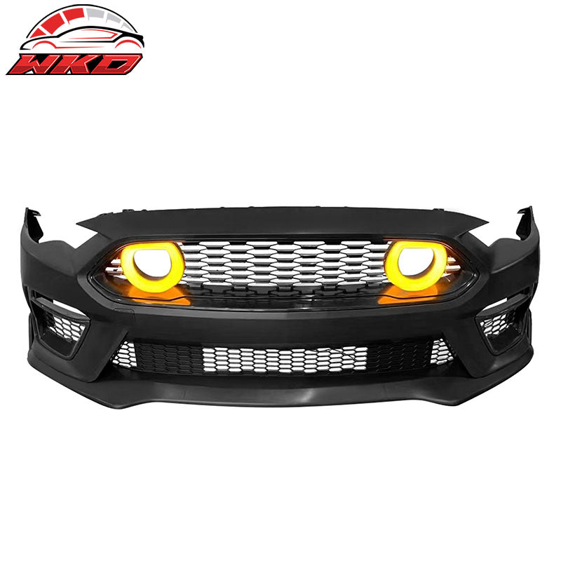 For 18-23 Mustang Mach 1 Front Bumper Cover Conversion LED 2024 Headlight W/ Lip