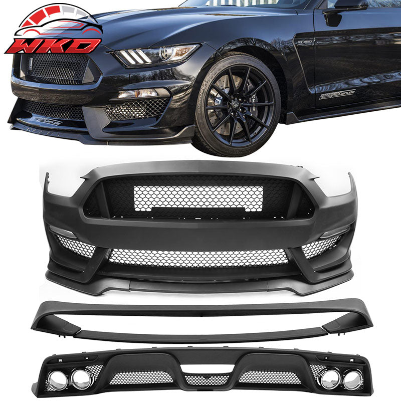 15-17 Mustang GT350 Front Bumper & Rear Diffuser & Dual Exhaust & Trunk Spoiler