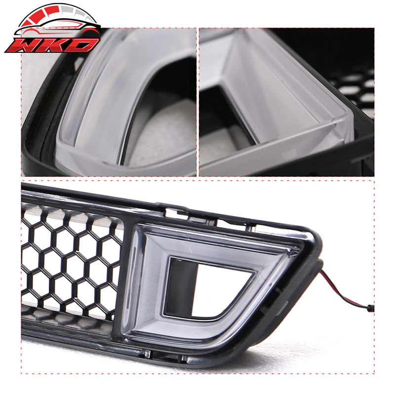 DRL LED Fits 15-17 Mustang IKON Style Front Lower Grill Mesh Grille With Light