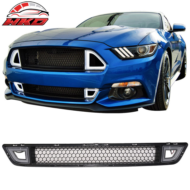 DRL LED Fits 15-17 Mustang IKON Style Front Lower Grill Mesh Grille With Light