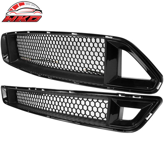 Wholesale 15-17 Mustang Front Upper + Lower Mesh Grille Smoked DRL LED W/ Turn Signal - Wikond Auto