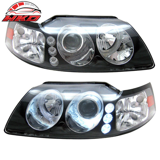 Wholesale 99-04 Ford Mustang Black Projector Headlights Lamps Amber Pair - Wikond Auto