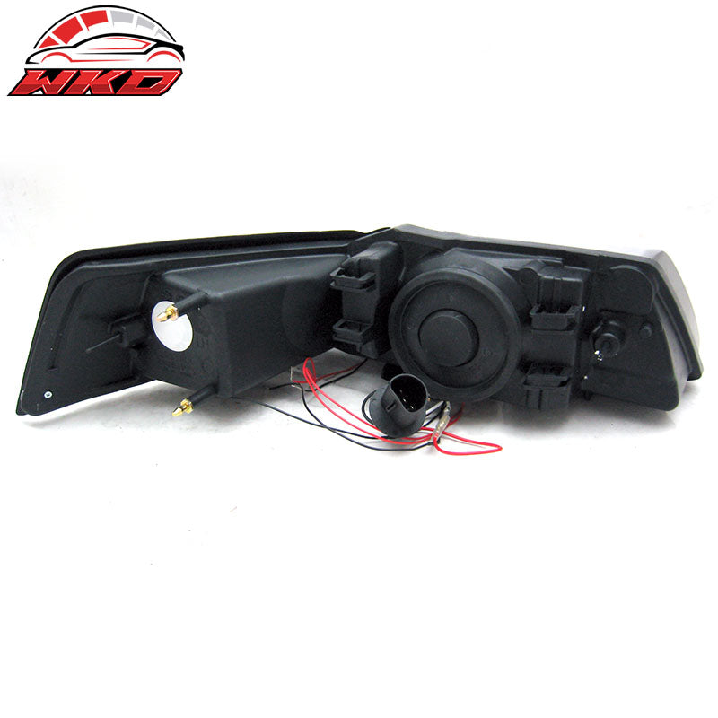Fits 99-04 Ford Mustang Black Projector Headlights Lamps Amber Pair