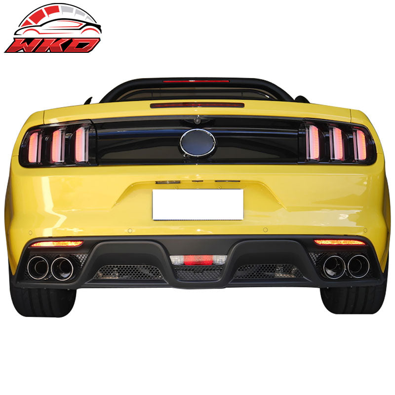 Fits 15-17 Mustang 2Dr GT-350 Style Rear Bumper Diffuser With Dual Exhaust Pipes