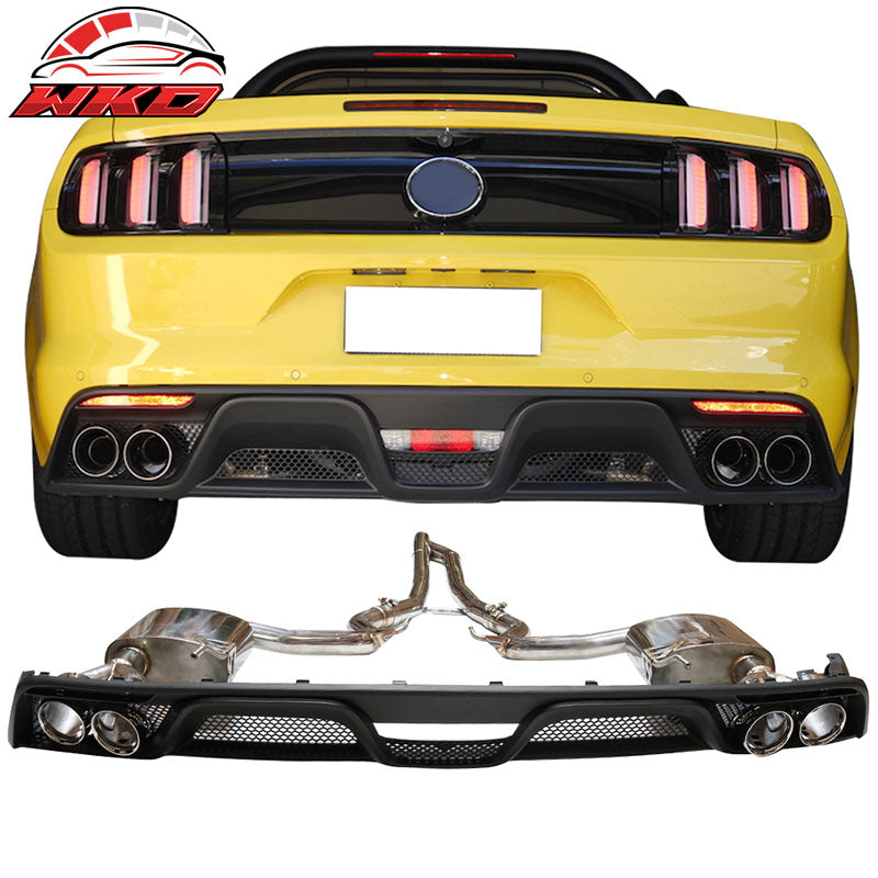 Fits 15-17 Mustang EcoBoost Rear PP Diffuser W/ Dual Catback Exhaust Tips Kit