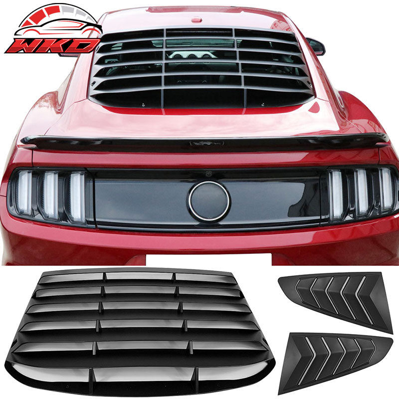 Fits 15-23 Ford Mustang IKON Style Rear Side Window Louver - Unpainted