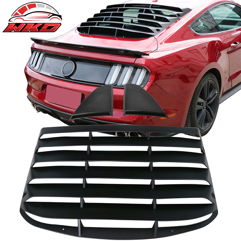 Fits 15-23 Ford Mustang GT Style Rear Side Window Louver - Matte Black