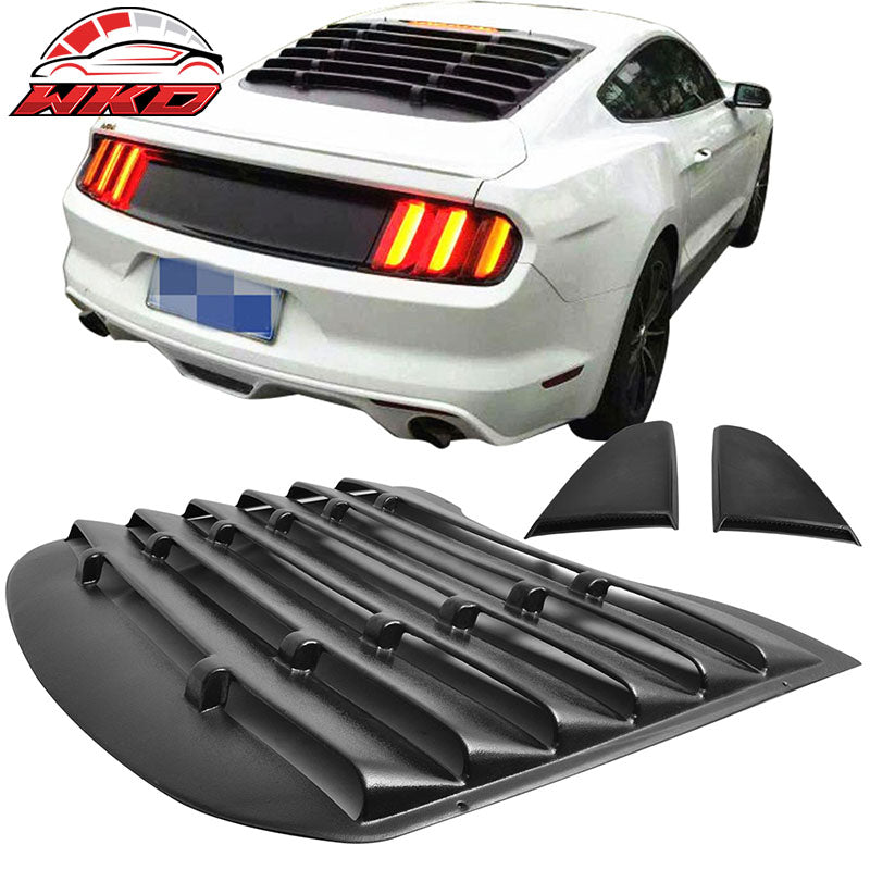 Fits 15-23 Ford Mustang V Style Rear Side Window Louver - Matte Black