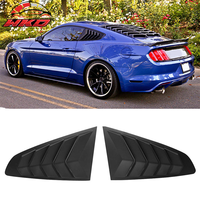 Fits 15-23 Ford Mustang IKON V2 Style Rear + Side Window Louvers Unpainted ABS