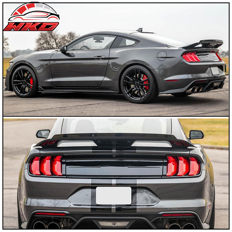 Fits 15-23 Mustang Coupe 2DR GT500 Gloss Black Trunk Spoiler Wing W/ Gurney Flap
