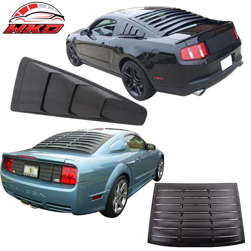 Fits 05-14 Ford Mustang Rear + Side Window Louver 3 Vents Quarter ABS