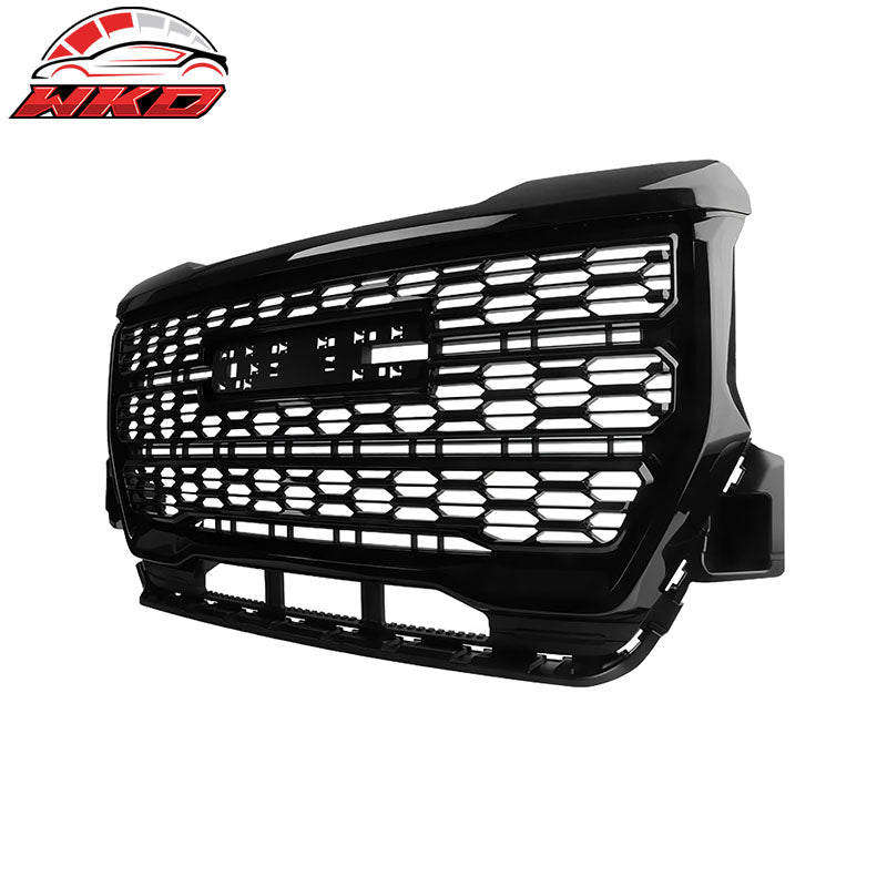 Fits 21-22 GMC Canyon Denali Style Gloss Black Front Bumper Mesh Hood Grille