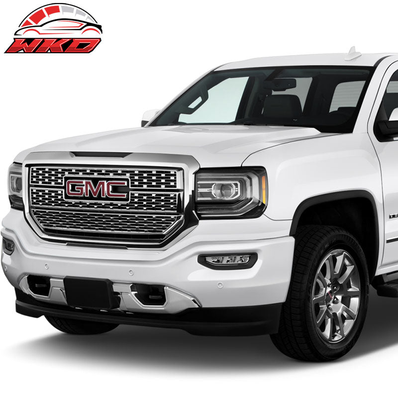 Fits 16-17 Sierra Denali Style Chrome Grille & Genuine GMC Emblem Badge 23122159