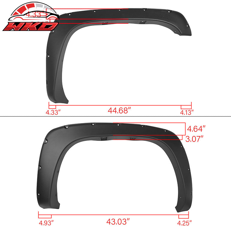 Wholesale 99-07 Silverado GMC Sierra Pocket Rivet Style Fender Flares PP Textured - Wikond Auto