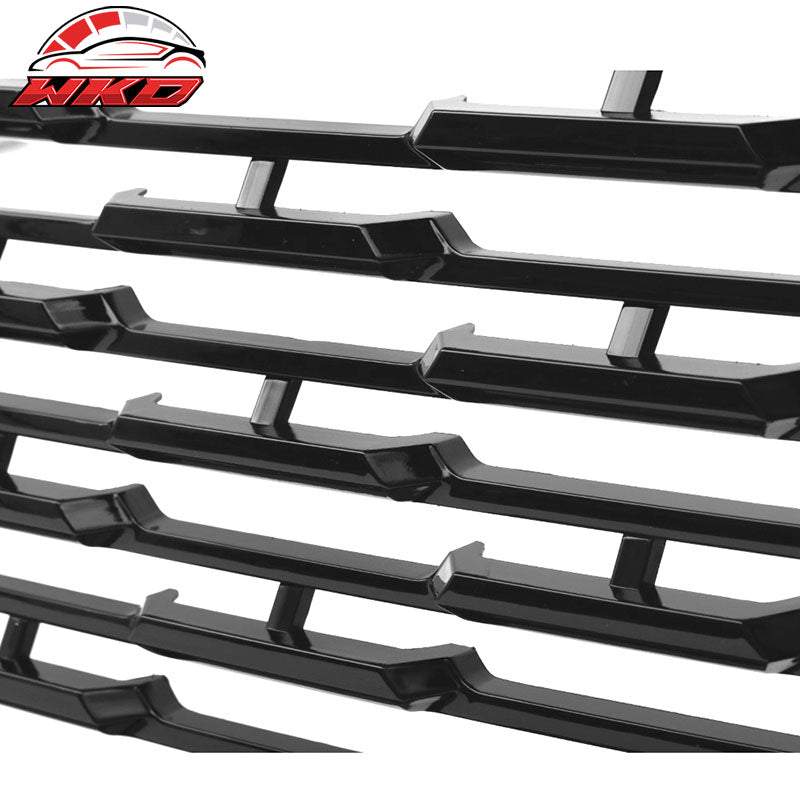 Fits 15-19 GMC Yukon Denali Style Front Upper Grille Unpainted ABS + Red Emblem