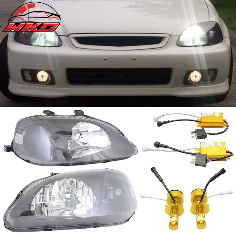 25W H4 Dual Beam LED kit w/ Fits 99-00 Civic JDM Black Housing Headlight
